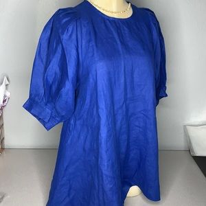 DODRY Blue Linen Top